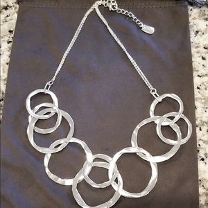 Opulenza Multi Circle Brushes Satin Silver Circle necklace & earrings set.